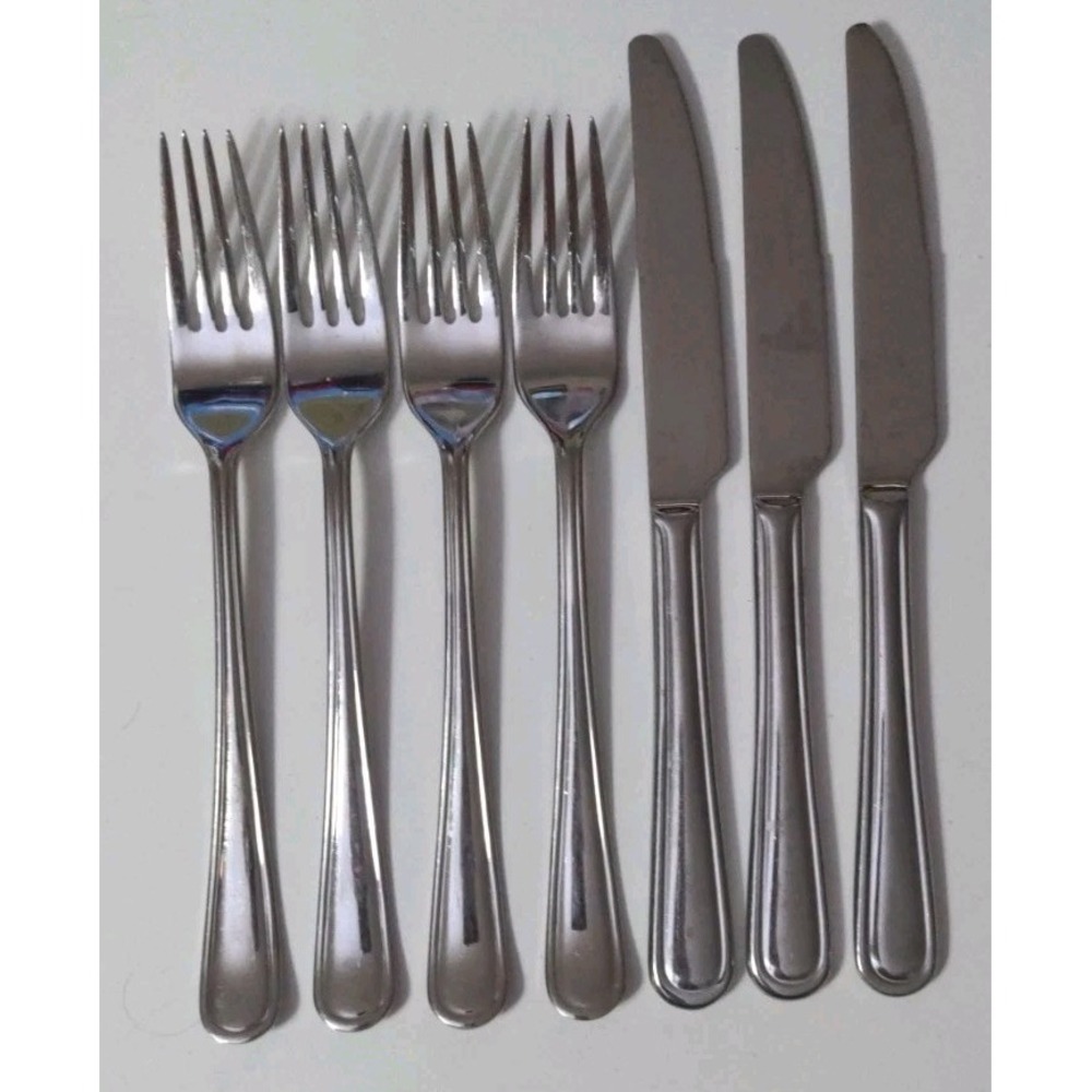 4 Dinner Forks & 3 Knives COTTAGE JA Henckels 18/8 Stainless Steel Flatware